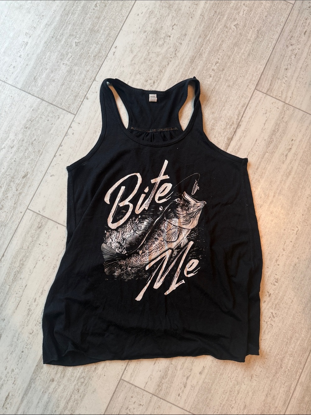 Bite Me Black Graphic Racerback Tank Top